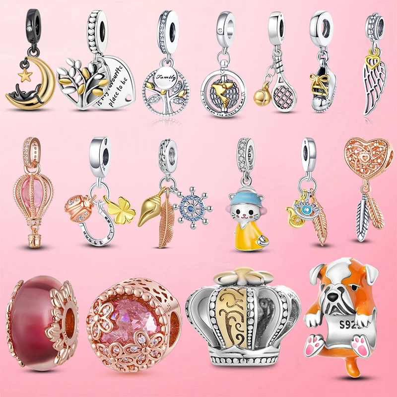 Женские серебряные бусины-подвески в виде теннисных мячей сердца семейного