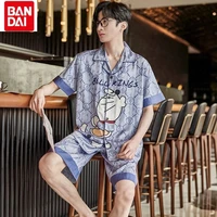 bandai 2022 summer anime cartoon doraemon mens ice silk thin comfortable skin friendly pajamas student home clothes suit