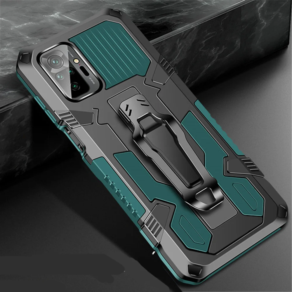 

Redmi Note 10 Pro Shockproof Case for Redmi Note 10 Pro 10S 10T 9S 9A 9T 8 7 Stand Cover for Xiaomi Mi 11i POCO F3 X3 NFC M3 Pro