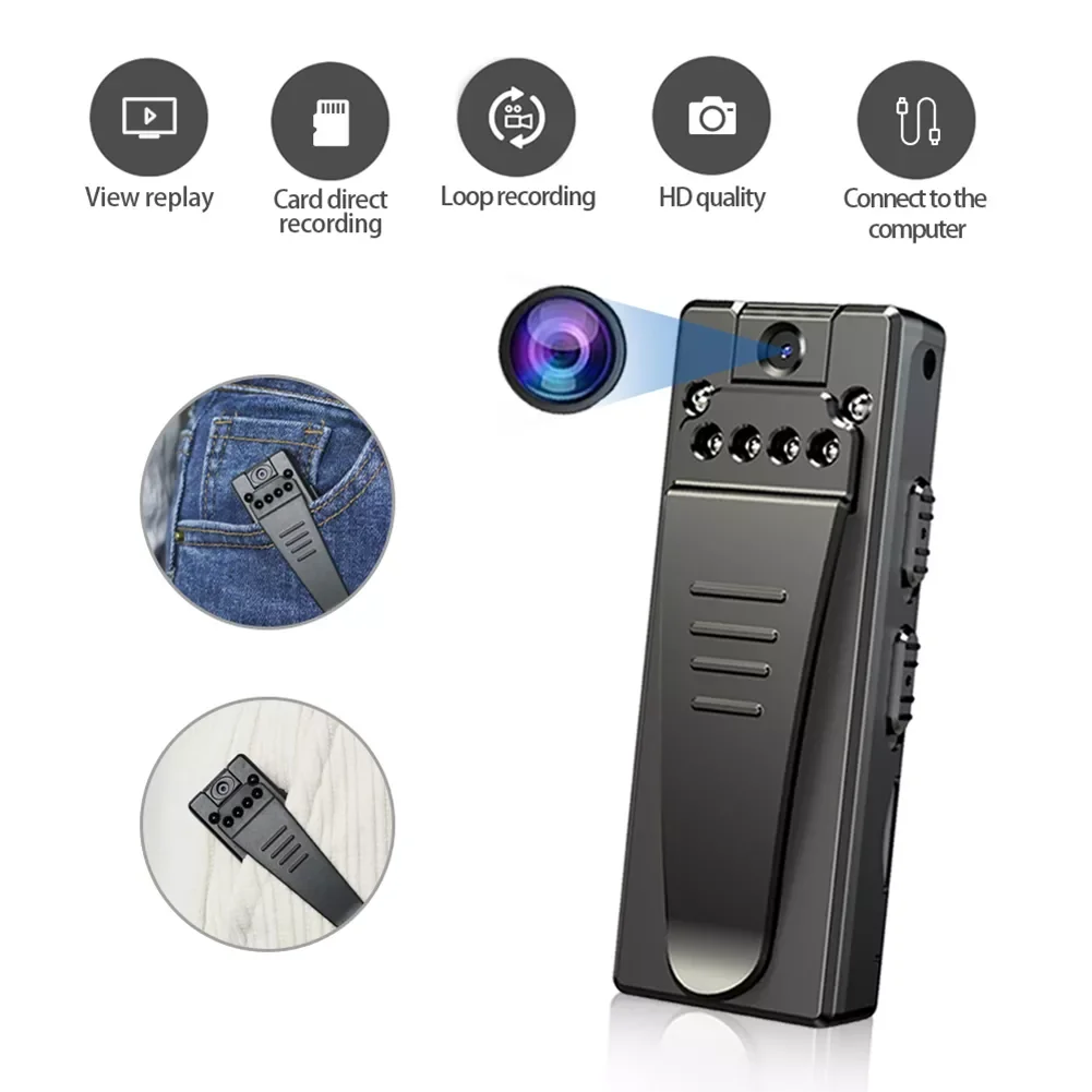 

1080p Digital Mini Body Camera Screen Video Recorder Wearable Micro Body Camcorder Portable Security for Conference
