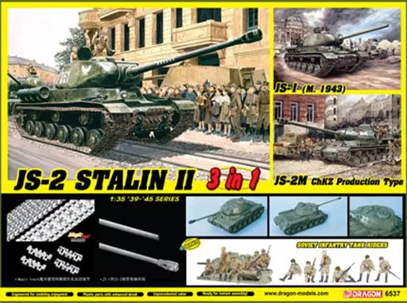 

Dragon 6537 1/35 SCALE JS-2 STALIN II 3 IN 1 Model Kit