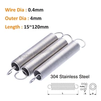 510pcs wire dia 0 4mm 304 stainless steel open hook tension coil extension stretching draught toy spring od 4mm length 15120mm