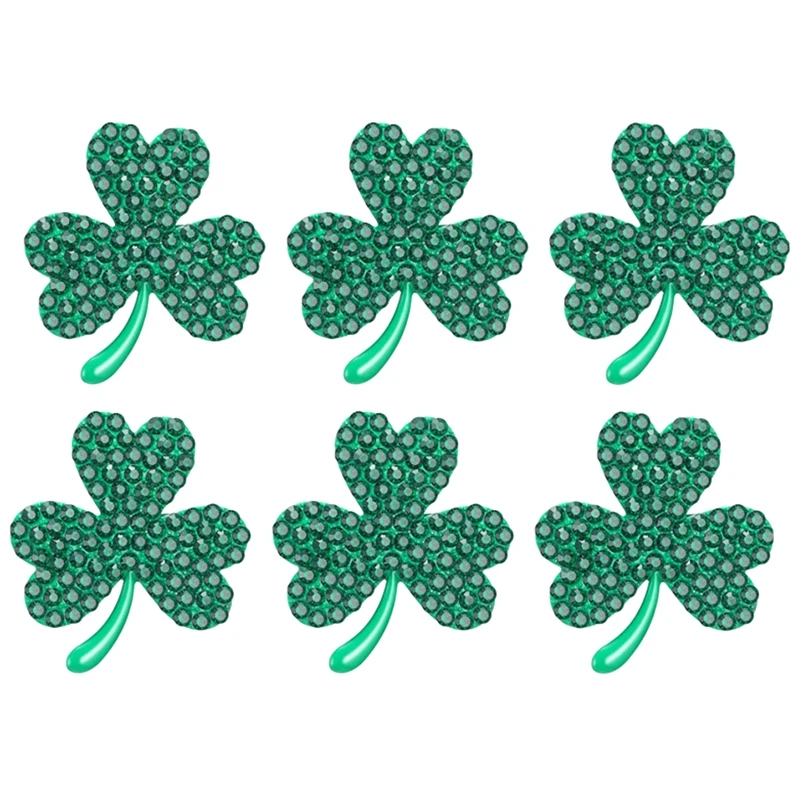 

6 Pcs Shamrock Napkin Ring Buckle Napkin Ring Rhinestone Napkin Ring For St. Patrick's Day Wedding Party Table Decor,Etc