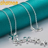 925 sterling silver flower pendant necklace 16 30 inch chain for women party engagement wedding fashion charm jewelry