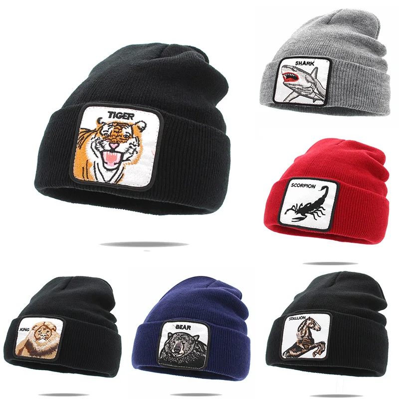 

Шапка Вязаная унисекс, в стиле хип-хоп, с вышивкой волка