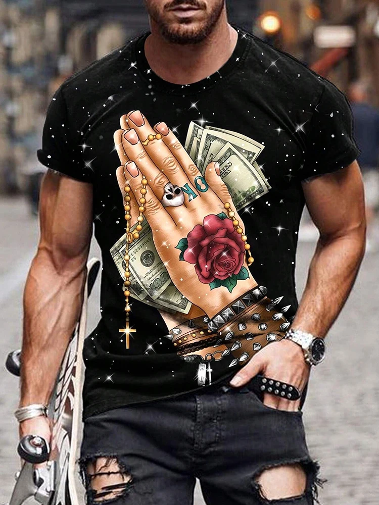 Новинка 2024 Мужская футболка в стиле рэп хип-хоп городская уличная мода летняя