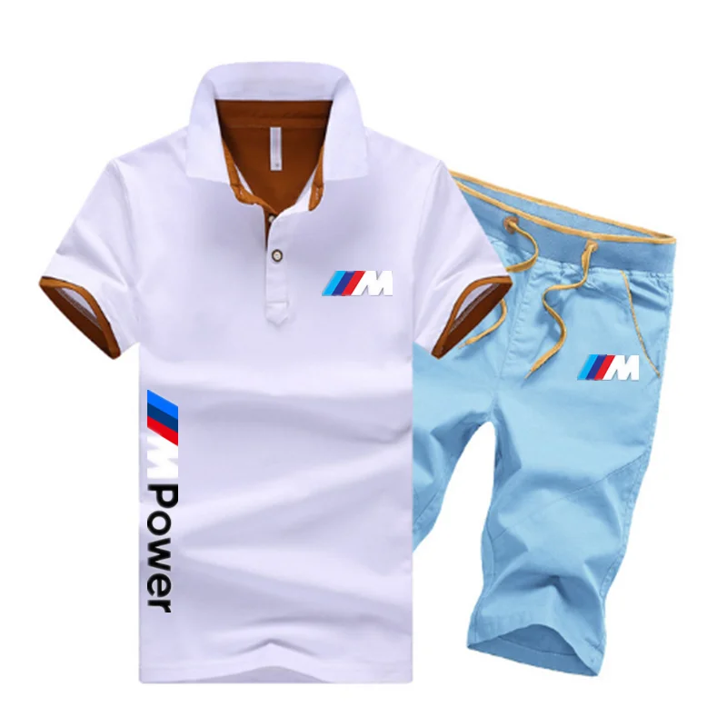 

2022 Men's Summer Short Sleeved Suit, Casual Sportswear, Fashion Short Sleeved Lapel + Sports Shorts