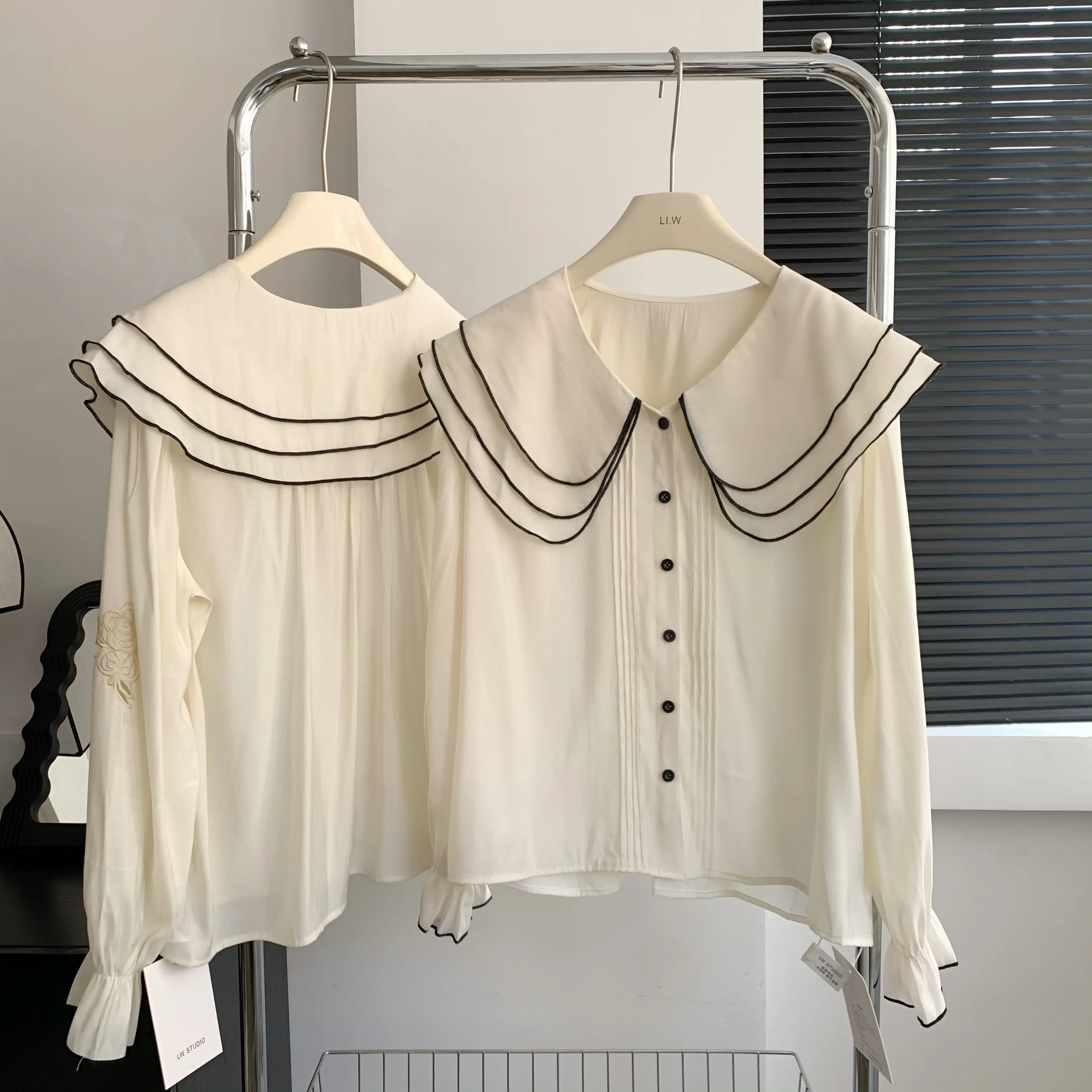 

Женская рубашка, топ damski, корейская мода, весна 2023, новые женские дизайнерские шикарные топы, женская рубашка с большими лацканами и куклой, женские топы