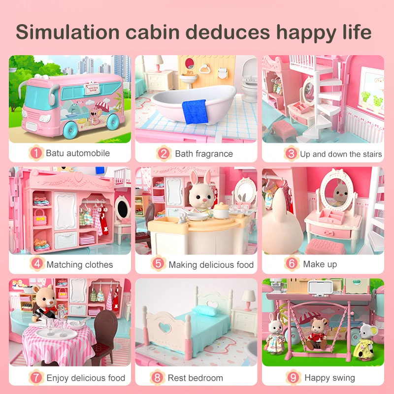 

Doll House Toy Family House with Furniture Play Accessories Cottage Uptown Doll Useful Doll house Toy YH-17
