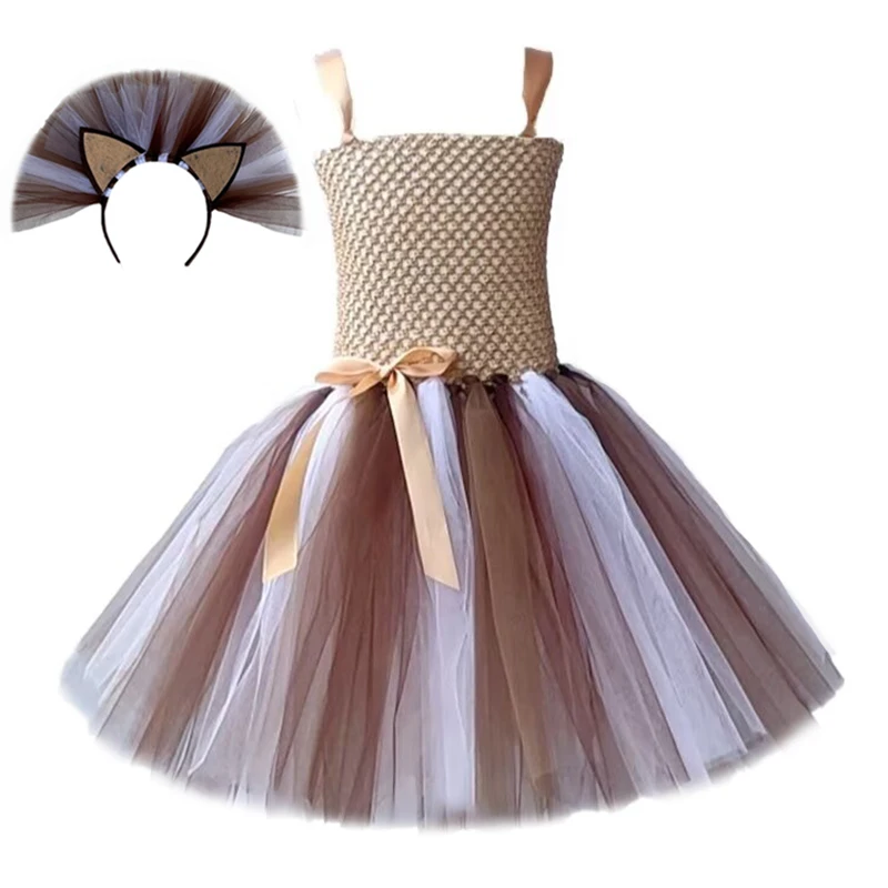 Костюмы для девочек с изображением коричневого льва животных джунглей