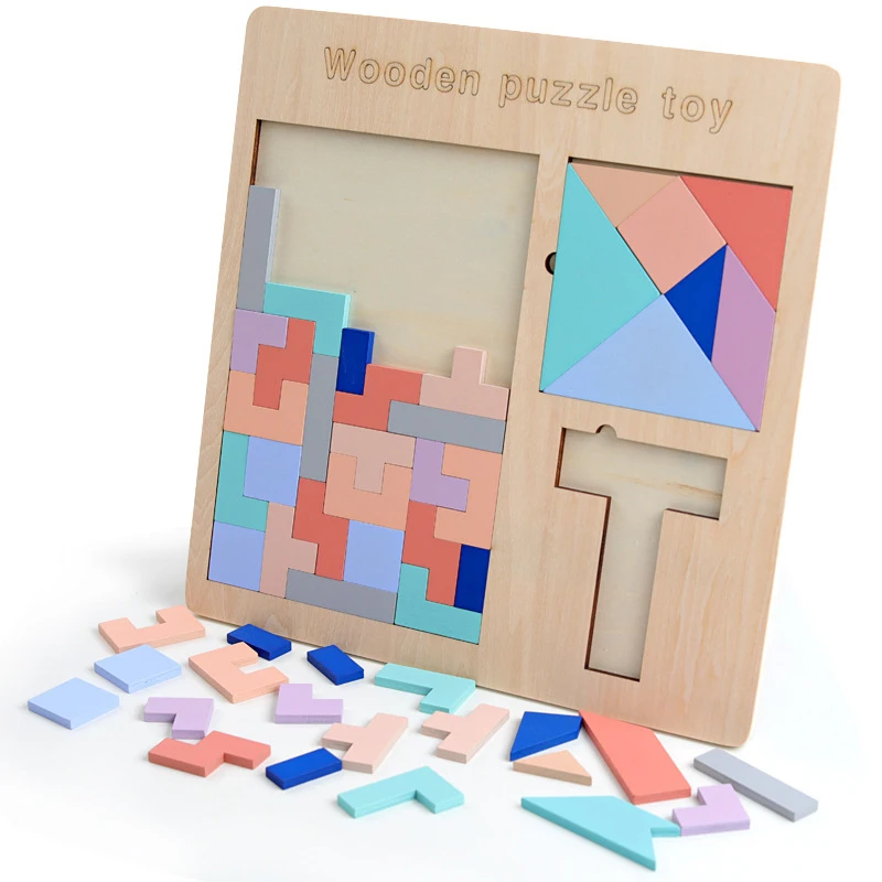 

NEW Kids Tetris/Jigsaw/T Puzzle Wooden Toys Learning Classic Toys Educational Puzzles Baby Gift for Children