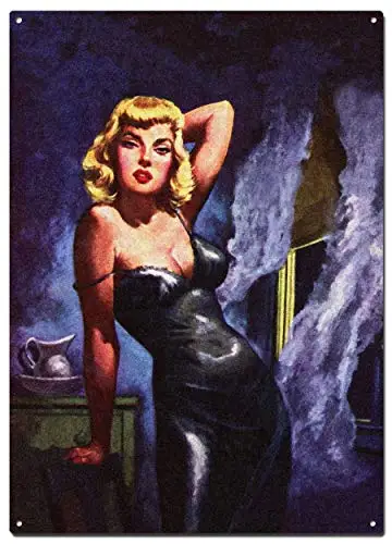 

Blonde Girl Pulp Cover Art Metal Tin Signs, Vintage Pulp Cover Girls Poster, Decorative Signs Wall Art Home Decor - 8X12 Inch (