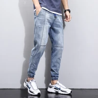 2022 new korean version of the trend of loose jeans mens summer tide brand tooling harlan light colored beam feet mens pants