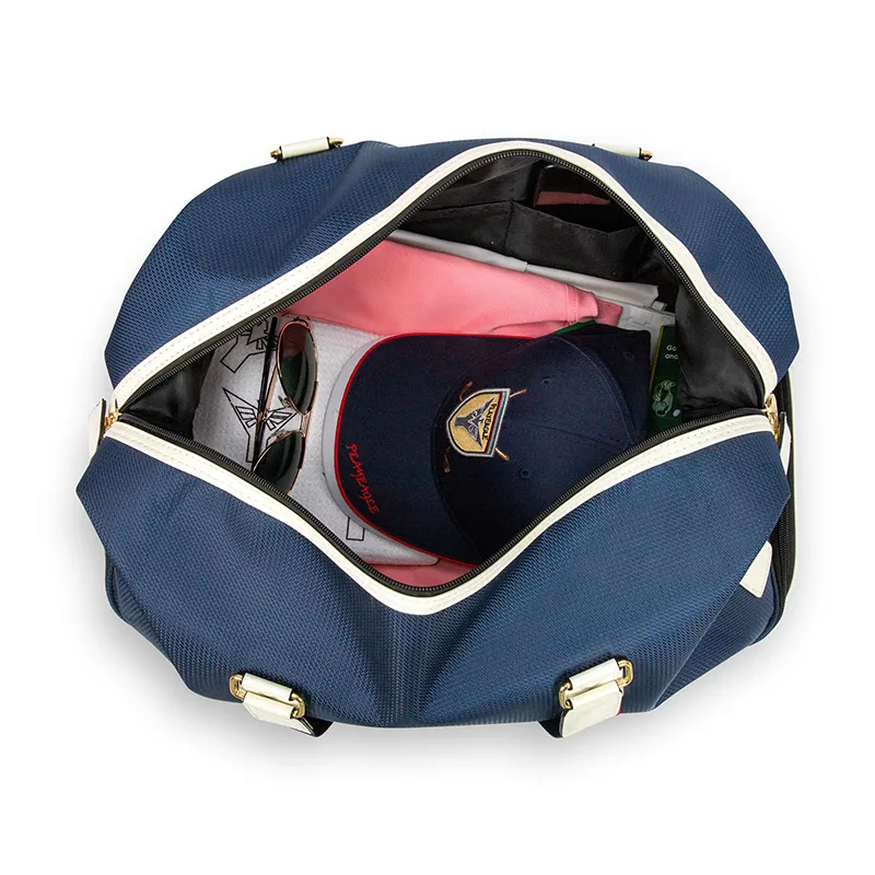 PLAYEAGLE Golf Clothing Bag Nylon Waterproof Hard Bottom Blue Boston Outdoors Golf Travel Bag Shoe Layer