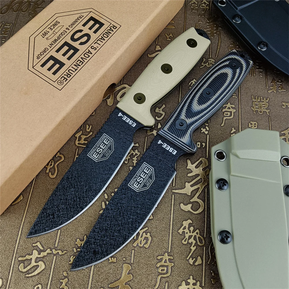 ESEE-4 Outdoor Fixed Blade Hunting Knife Black Plain Edge G1
