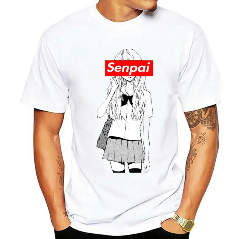 

Футболка мужская повседневная, смешная рубашка с принтом девушки Сэмпай, топ в стиле унисекс, уличная одежда в стиле Харадзюку