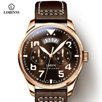 lobinni new luxury brand automatic mechanical mens watch sapphire crystal stainless steel miyota 9122 waterproof 50mm clock