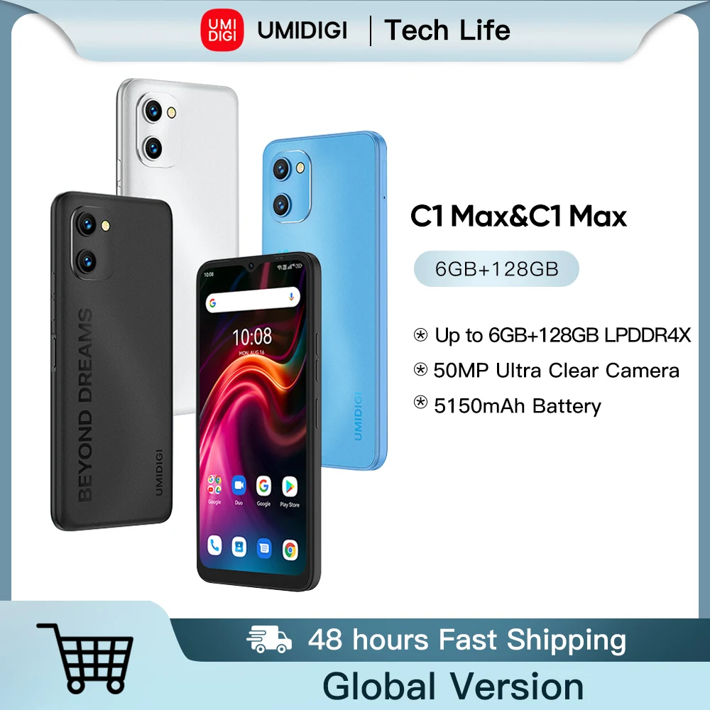 

UMIDIGI C1 Max & G1 Max смартфон на Android 12, восемь ядер, экран 2022 дюйма, 6 ГБ + 128 ГБ