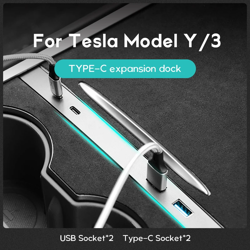 Центральный блок для нарезания резьбы Tesmars для Tesla Model 3, модель Y 27 Вт, быстрое зарядное устройство, Дата-кабель, концентратор, хранилище, USB ...