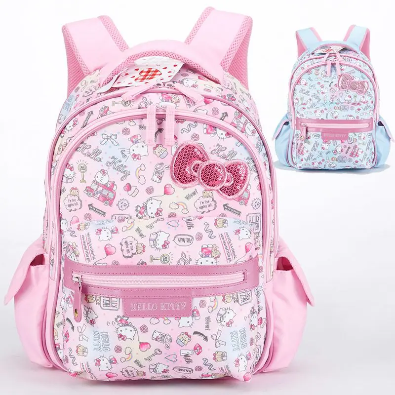 Hellokitty Primary School Schoolbag Girl Cartoon Waterproof Lightweight Lightweight Backpack Casual Sanrio Purse Large Capacity