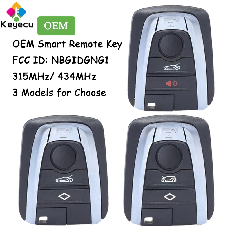 KEYECU OEM Smart Keyless Remote Car Key With 4 Buttons 315MHz 434MHz for BMW i3 i8 2014 2015 2016 2017 Fob FCC ID: NBGIDGNG1