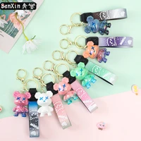 gradient graffiti bear keychain pendant cartoon cute acrylic doll exquisite girls bag ornament gift wholesale