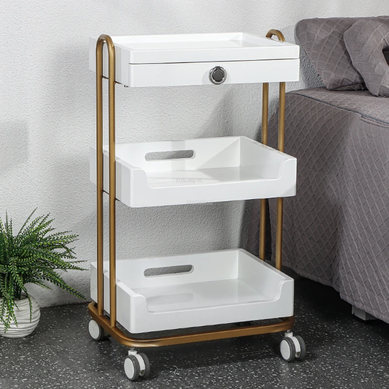 

Новинка, тележки для салона красоты, роскошная мебель для салона красоты, ограниченное хранение, домашняя простая тележка для закусок с колесами