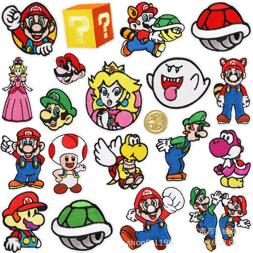 20 шт. Детские нашивки с вышивкой в стиле Super Mario Bros