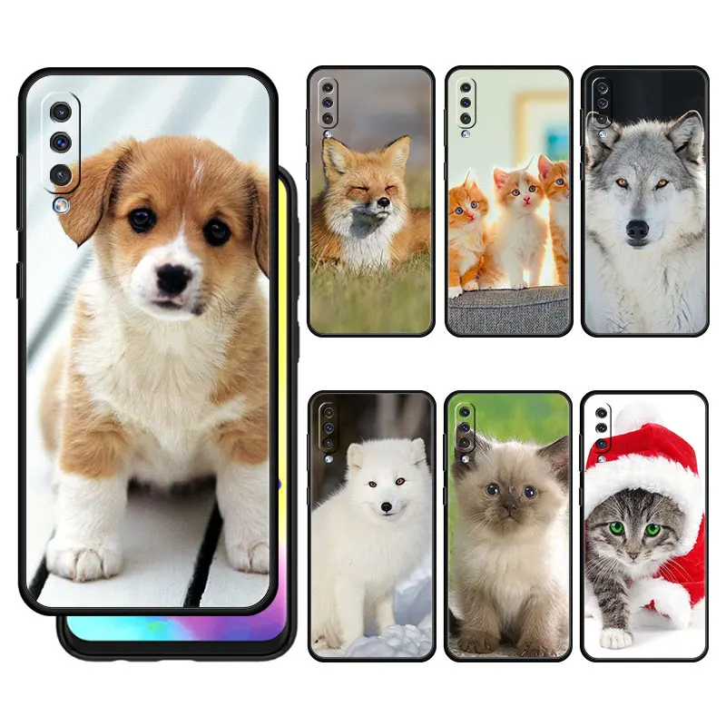 

Cute Animal Cat And Dog Phone Case For Samsung A50 A70 for Oppo Realme 8 7 6 6pro for MOTO G30 G60 G9 Play for Nokia G10 Funda