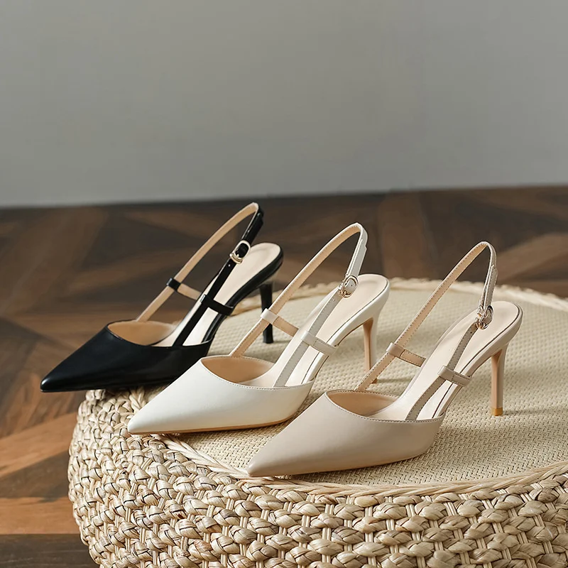 

Женские брендовые дизайнерские привлекательные элегантные туфли с острым носком на тонком высоком каблуке, Женские Повседневные Удобные туфли из искусственной кожи с ремешком на пятке, туфли-лодочки