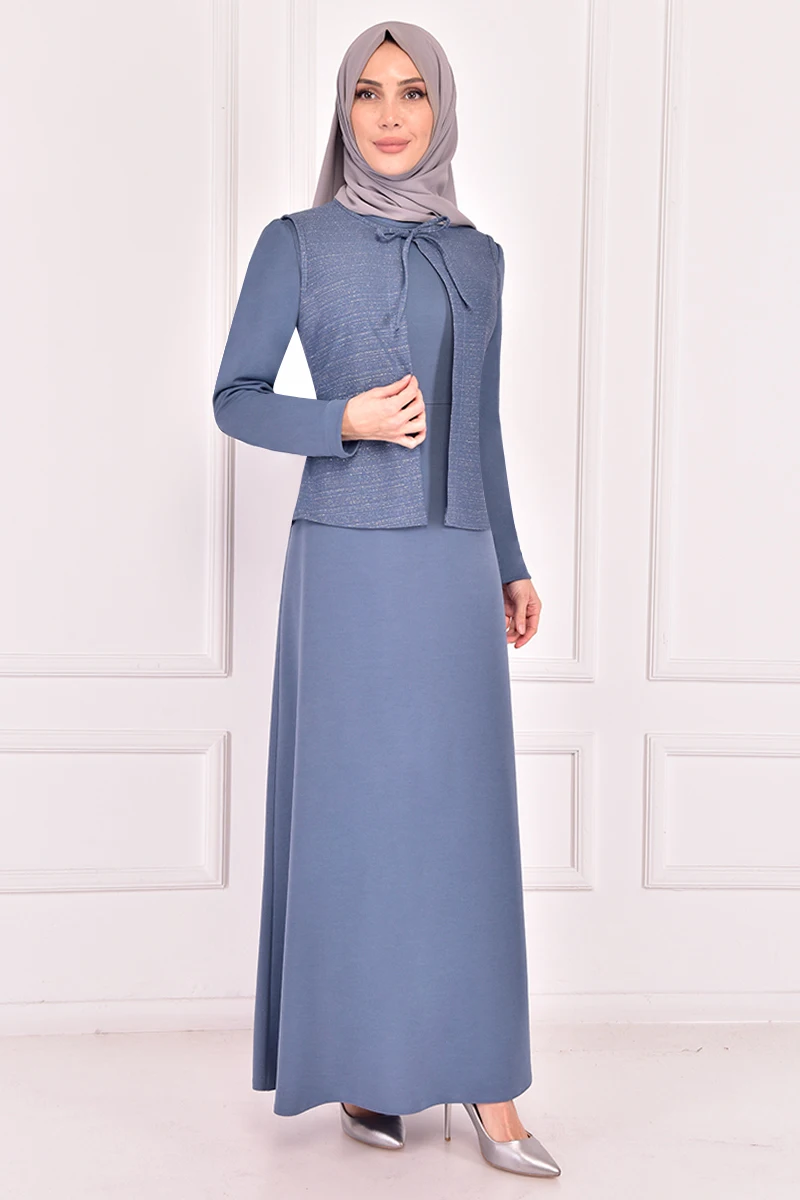 Платье Bolerolu, голубые платья для женщин, платье-абайя, мусульманское женское платье, Саудовская Аравия, абайя с замком ASM2441