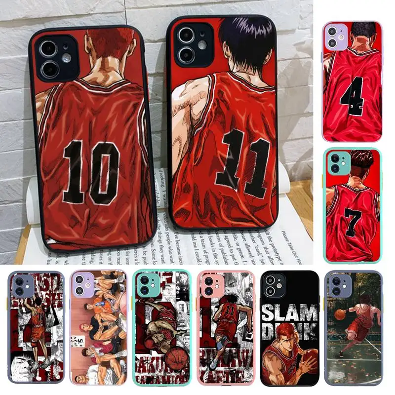 

Japan Comic Slam dunk Phone Case for iPhone X XR XS 7 8 Plus 11 12 13 pro MAX 13mini Translucent Matte Case