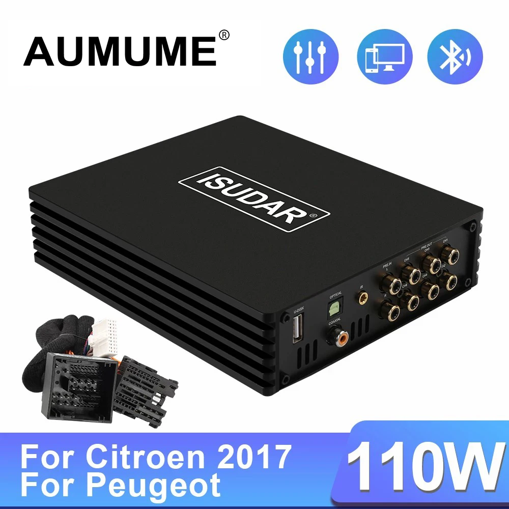 

D4 Car DSP Amplifier For Peugeot 308/4008/5008/Citroen/C5 2017 Auto Digital Sound Processor Hifi Audio Max 1000W Power