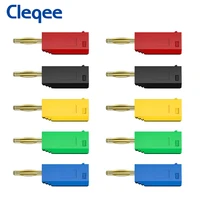 cleqee p3012 10pcs 2mm stackable banana plug gold plated copper mini connector with 2mm socket jack weldedsoldered 30v10a