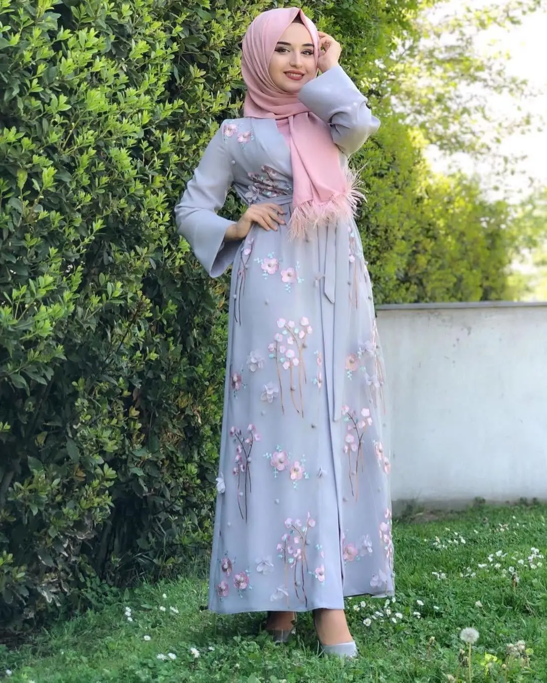 Floral Abaya Dubai Kimono Muslim Hijab Dress Abayas For Women Kaftan Caftan Marocain Prayer Turkish Islamic Clothing Robe Femme
