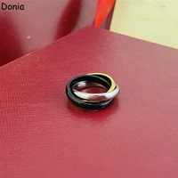 donia jewelry luxury fashion new three ring three color glossy titanium steel ring european and american fashion ring