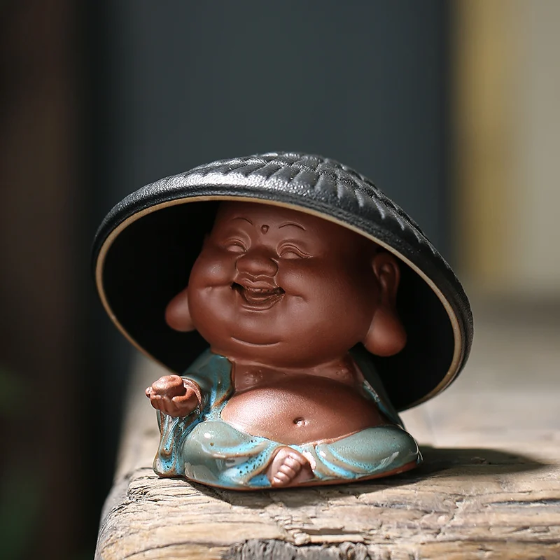 

Purple Sand Tea Pet with Tea Filter Buddhist Statues Ornaments Handmade Tea Sets Decorative Accessories Creative and Cute