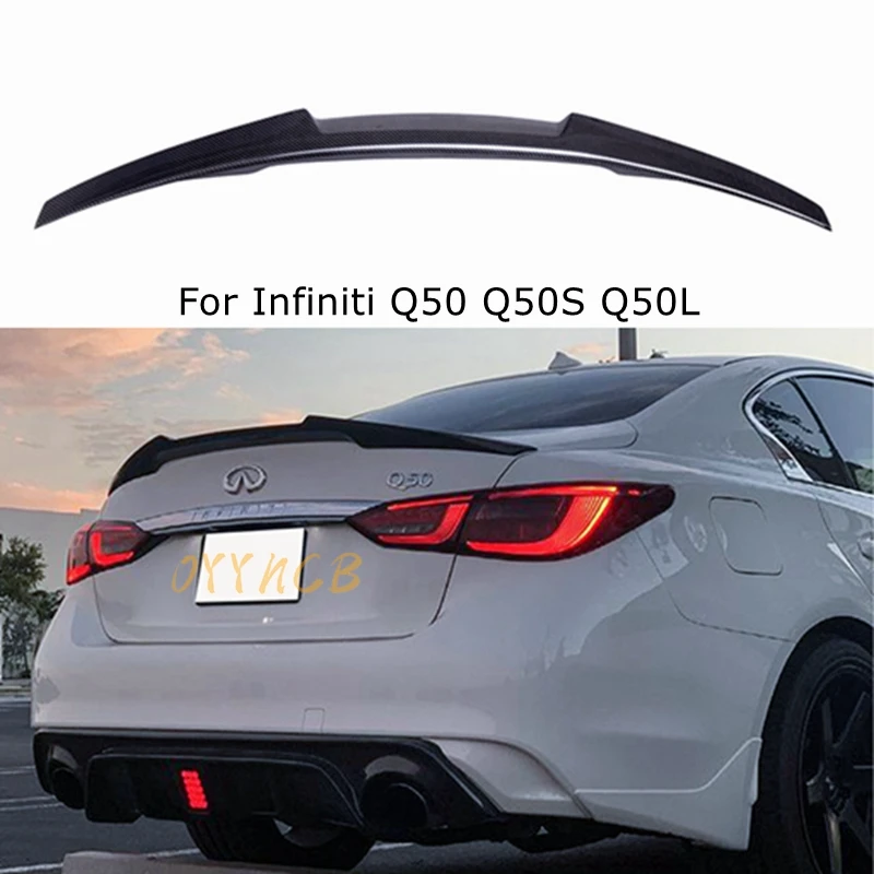 

For Infiniti Q50 Q50S Q50L M4 Style Carbon Fiber / FRP Rear Spoiler Trunk Wing 2014 -2020