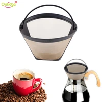 1pc reusable coffee filter baskets stainless steel permanent cone style handmade coffee filter tool kitchenware