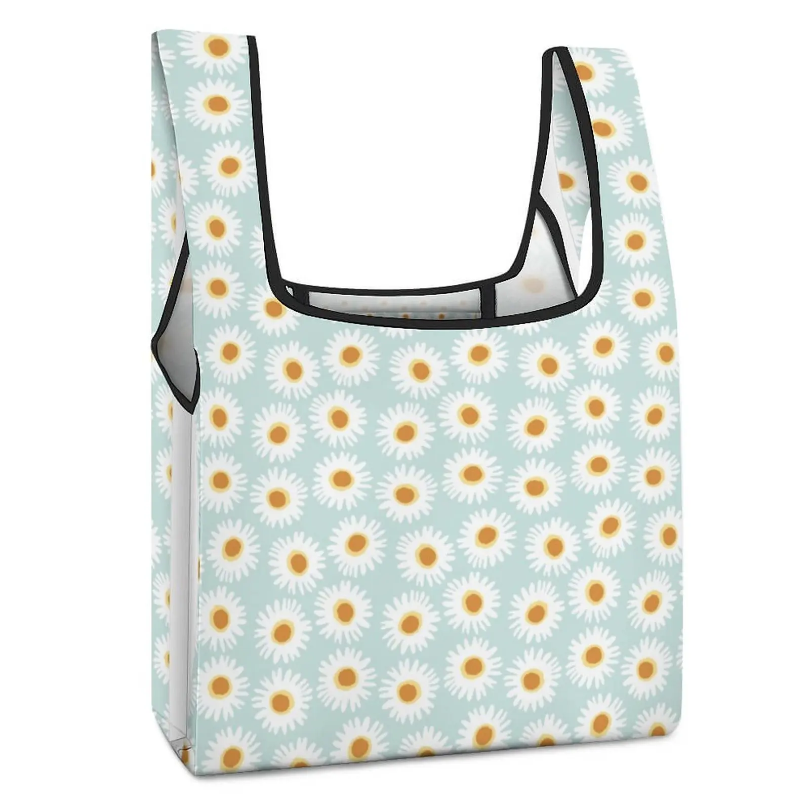 Customized Printed Supermarket Shopper Bags Waterproof Foldable Shopping Bags Blue Sunflower Bag Clothing Shoes Bags