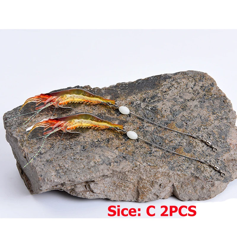 

2PCS 9cm 6g Fishing Lure Simulation With Hook Soft Bait Shrimp Lure Bait Night Fishing Shrimp Luminous Shrimp Fishing Gear