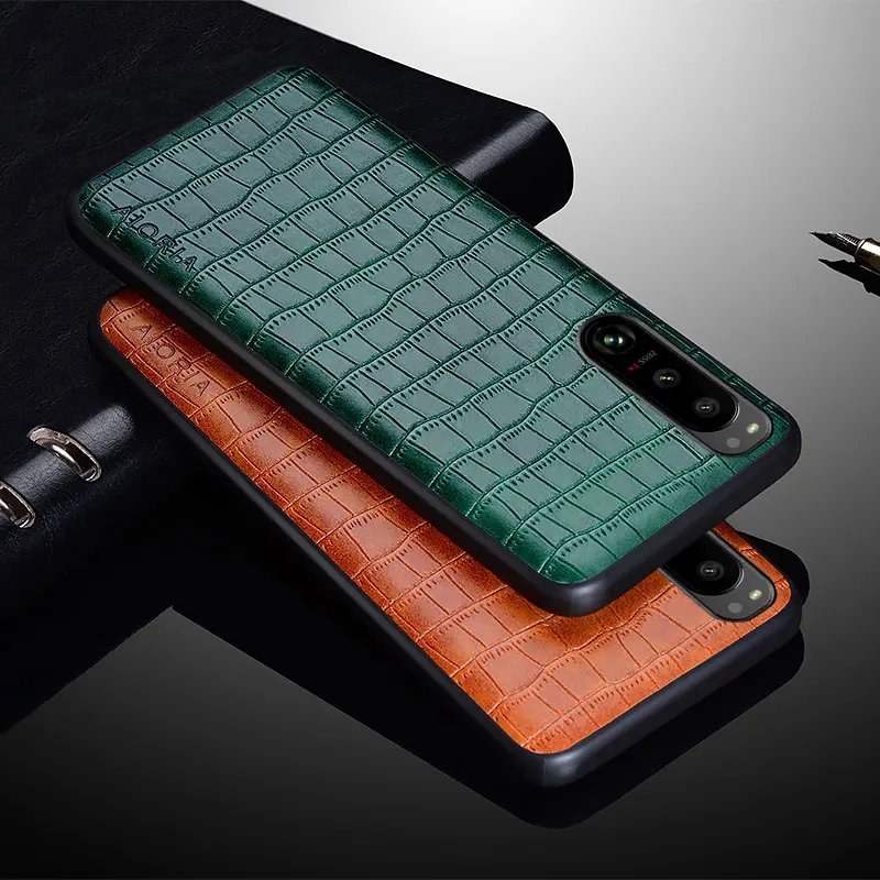 

Luxury Crocodile Leather Case For Sony Xperia 5 III Ultra Slim Fit Premium Meterial Back Cover For Xperia 5 Iii Phone Case