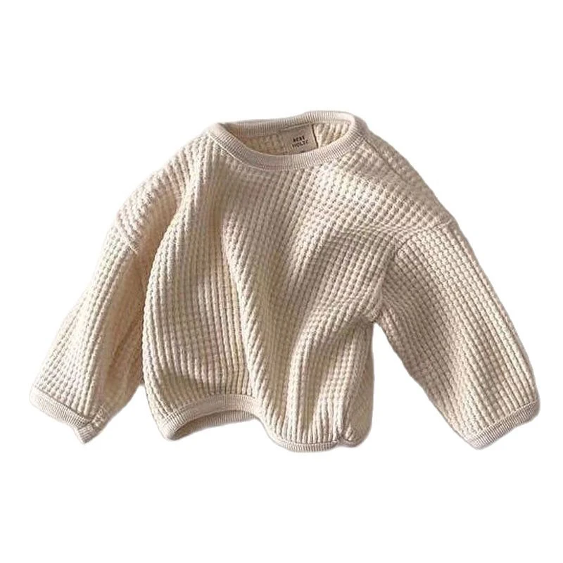 Spring Baby Long Sleeve Sweater  Waffle Toddler Boys Tops Brief Girls Clothes Casual Outfit Autumn Knitted Long Sleeve Top