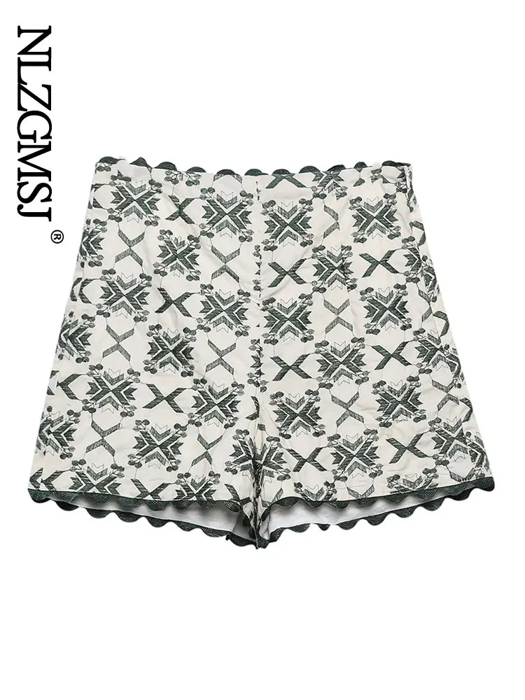 

Женские модные дизайнерские шорты TRAF 2023, Женские винтажные шорты с высокой талией, боковой молнией и вышивкой, женские шорты 202304