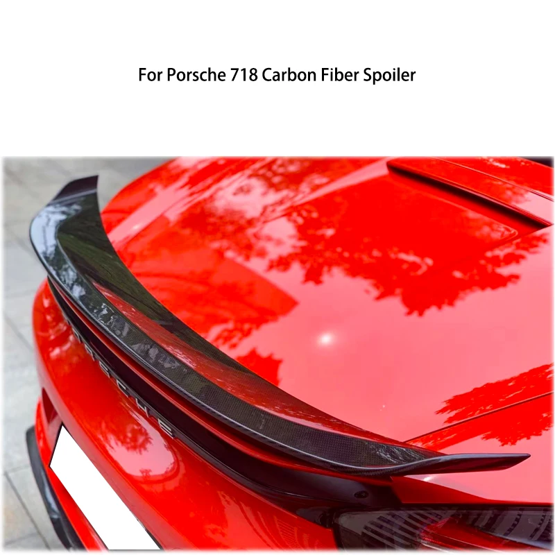 

For Porsche 718 Boxster Real Carbon Fiber Spoiler Base S Coupe Car Styling Rear Trunk Boot