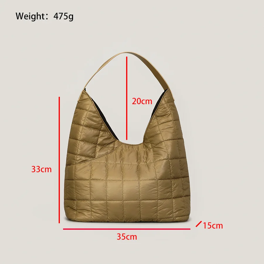 2023 New Fashion Pleated Shoulder Bag For Women Large Capacity Nylon Space Cotton Ladies Handbag Single Shoulder Messenger Bags