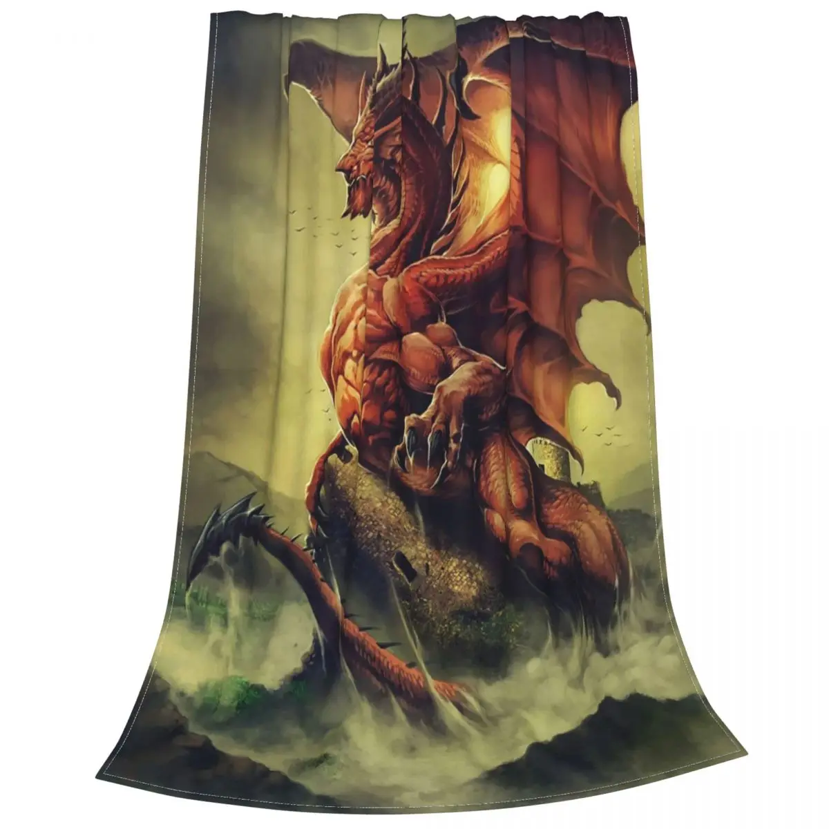 

Одеяла Dracodelcaos из кораллового флиса, мягкие плюшевые одеяла для дивана, тонкое покрывало, Ddraig Goch