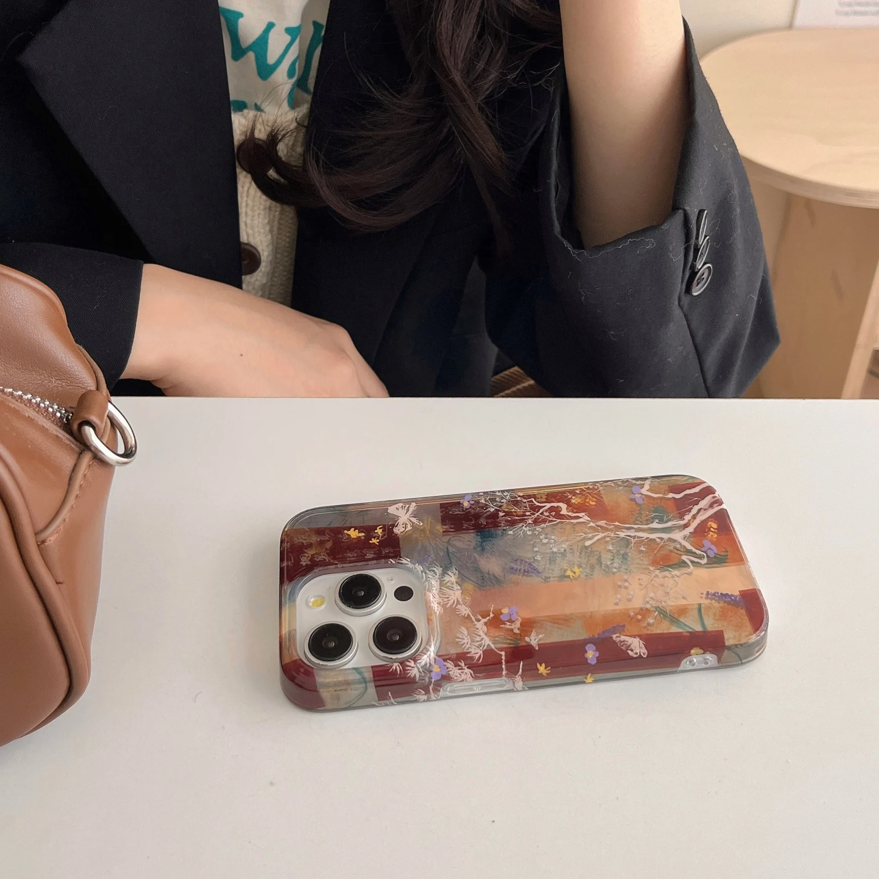 Фото Чехол для телефона с коричневой тушью для iPhone 16 16pro 16promax 15 15pro 15promax 14 14pro 14promax 13 13pro 13promax, 12 IMD Новый №4