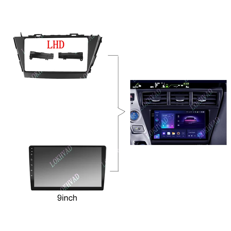 Фото 9-дюймовая Android-магнитола для Toyota Prius Plus V Alpha 2012-2015: Комплект для установки, рамка, адаптер MP5, GPS, DVD, стереоплеер, панель, накладка №2
