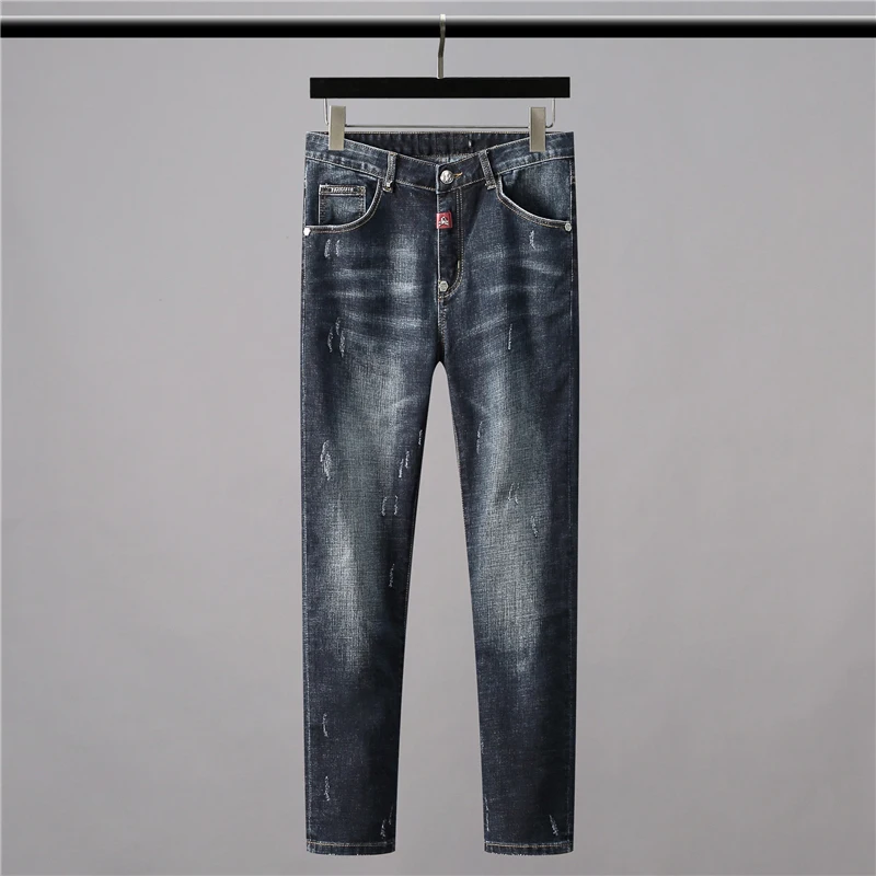 

High New 2022 Classic Vintage Morden Future Luxurious Monster Metal Skull Head jeans Cotton Denim Pants comfort casual 28-38 #1